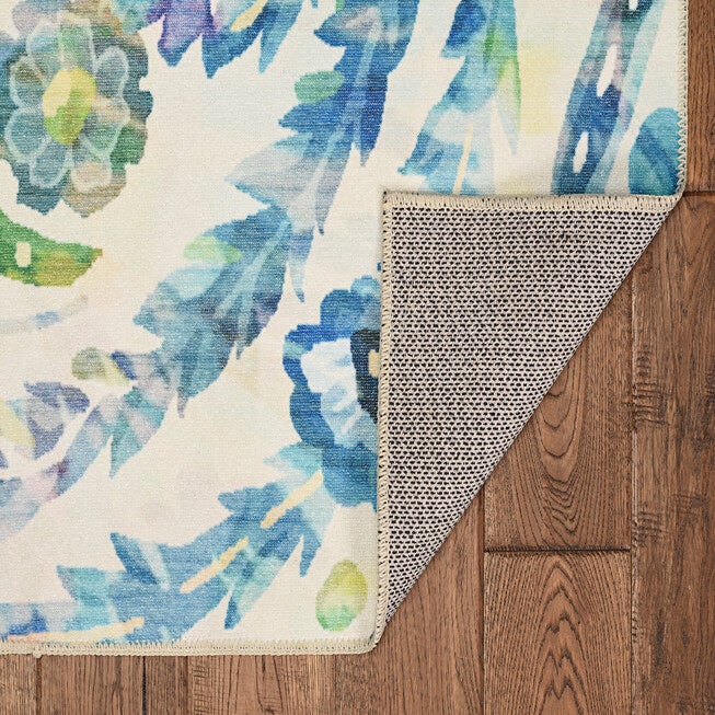 Washable Ellis Ivory/Blue Rug, , on-hover image number null