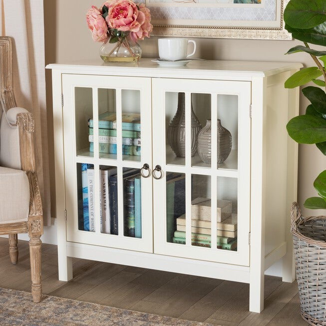 Kendall Wood And Glass Kitchen Storage Cabinet Furniture, , alternate image number 6