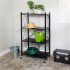 4-Tier Metal Folding Shelf on Wheels, BLACK, hi-res image number null