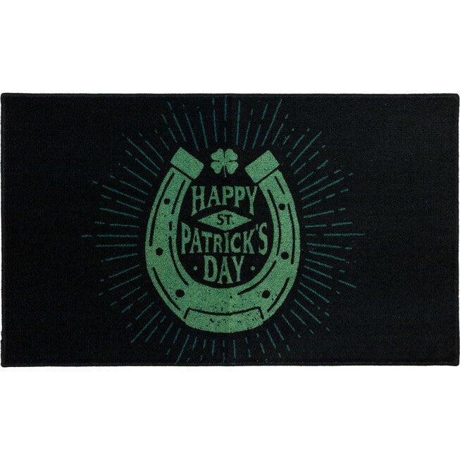 Irish Horseshoe Black Kitchen Rug, BLACK, hi-res image number 0