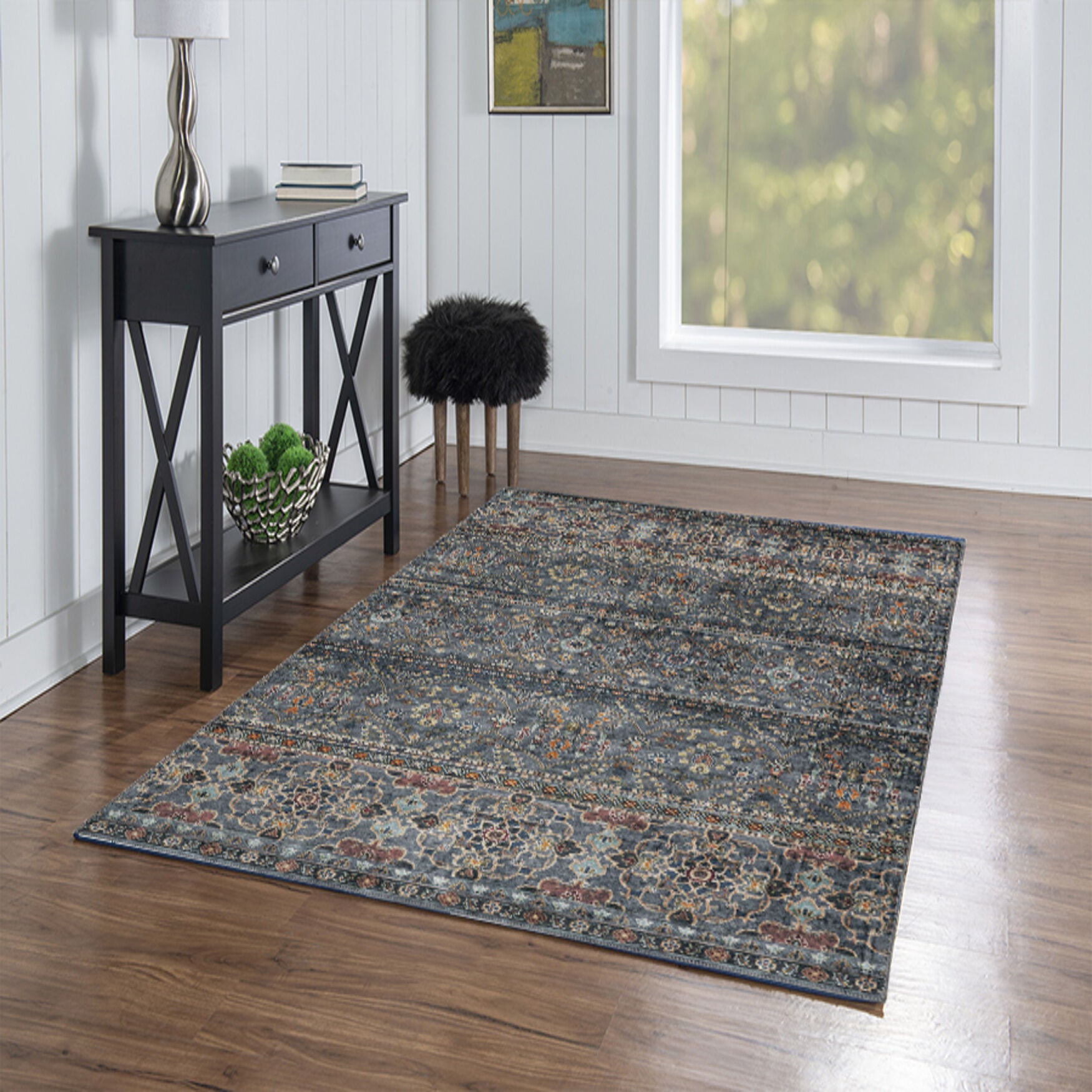 Washable Grant Teal/Ivory Rug, , alternate image number 5