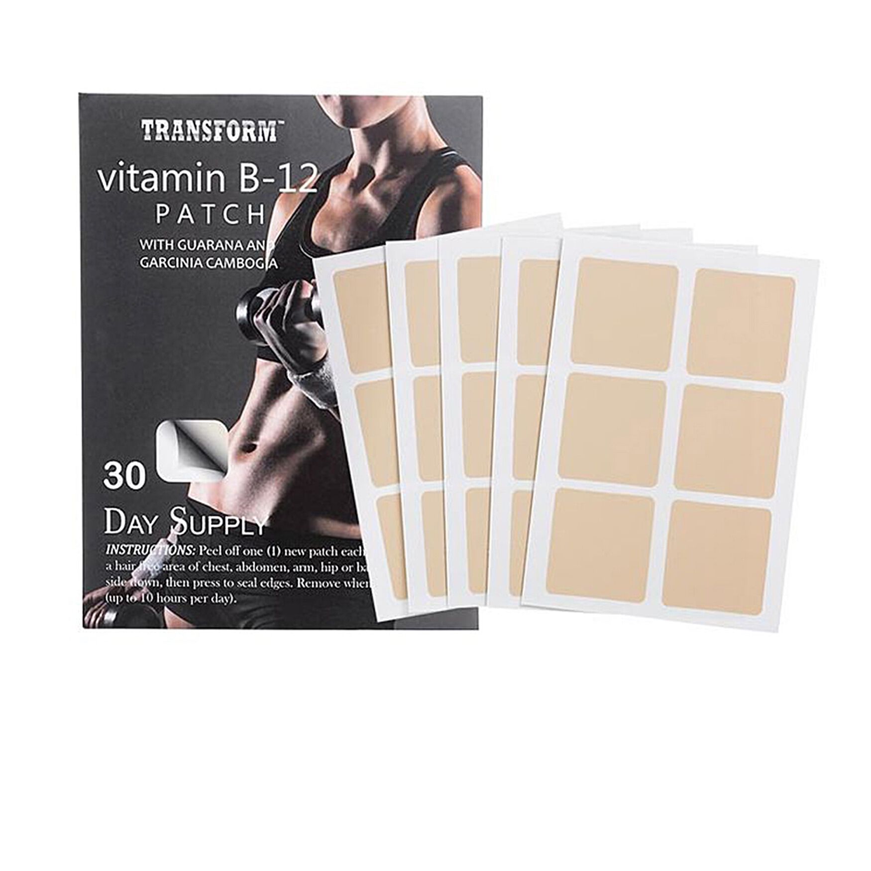 Transform Vitamin B-12 Guarana & Garcinia Cambogia Weight Loss Patches Wellness, BROWN, hi-res image number 0