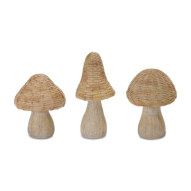 Mushroom (Set of 3) 6 inchesH, 6.75 inchesH, 8.25 inchesH Resin, BROWN, hi-res image number null