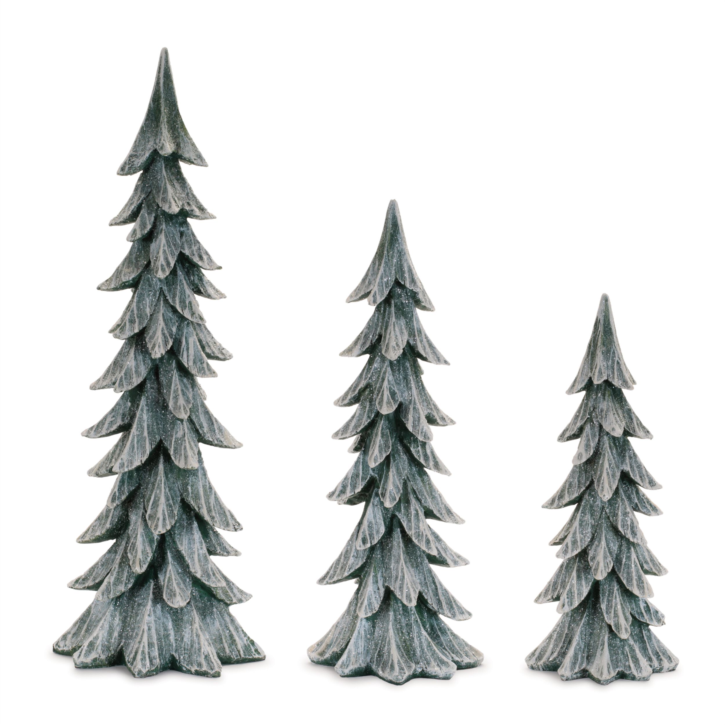 Glittered Pine Tree (Set of 3), WHITE GREEN, hi-res image number 0