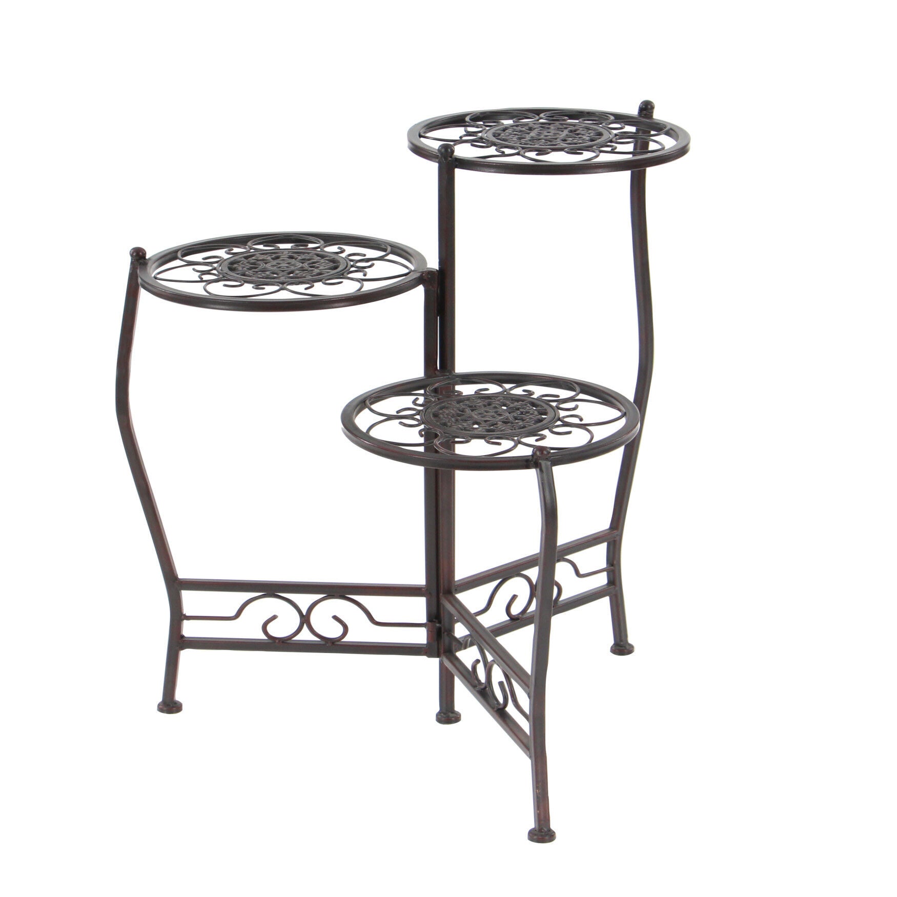 Set Of 3 Brown Metal Traditional Plantstand, , alternate image number 3