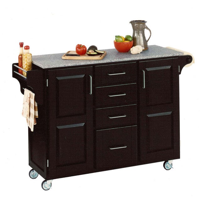 Large Black Finish Create a Cart with Salt & Pepper Granite Top, BLACK SALT WATER DIVE PEPPER, hi-res image number 0
