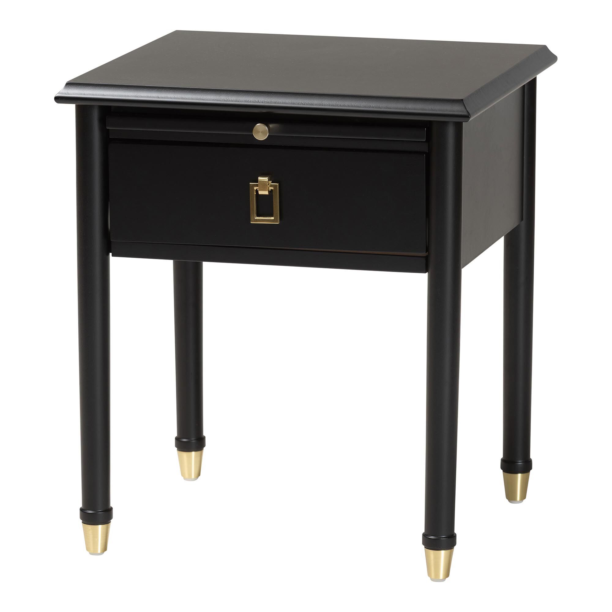 Tamra black nightstand with pullout shelf standalone