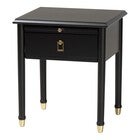 Tamra black nightstand with pullout shelf standalone