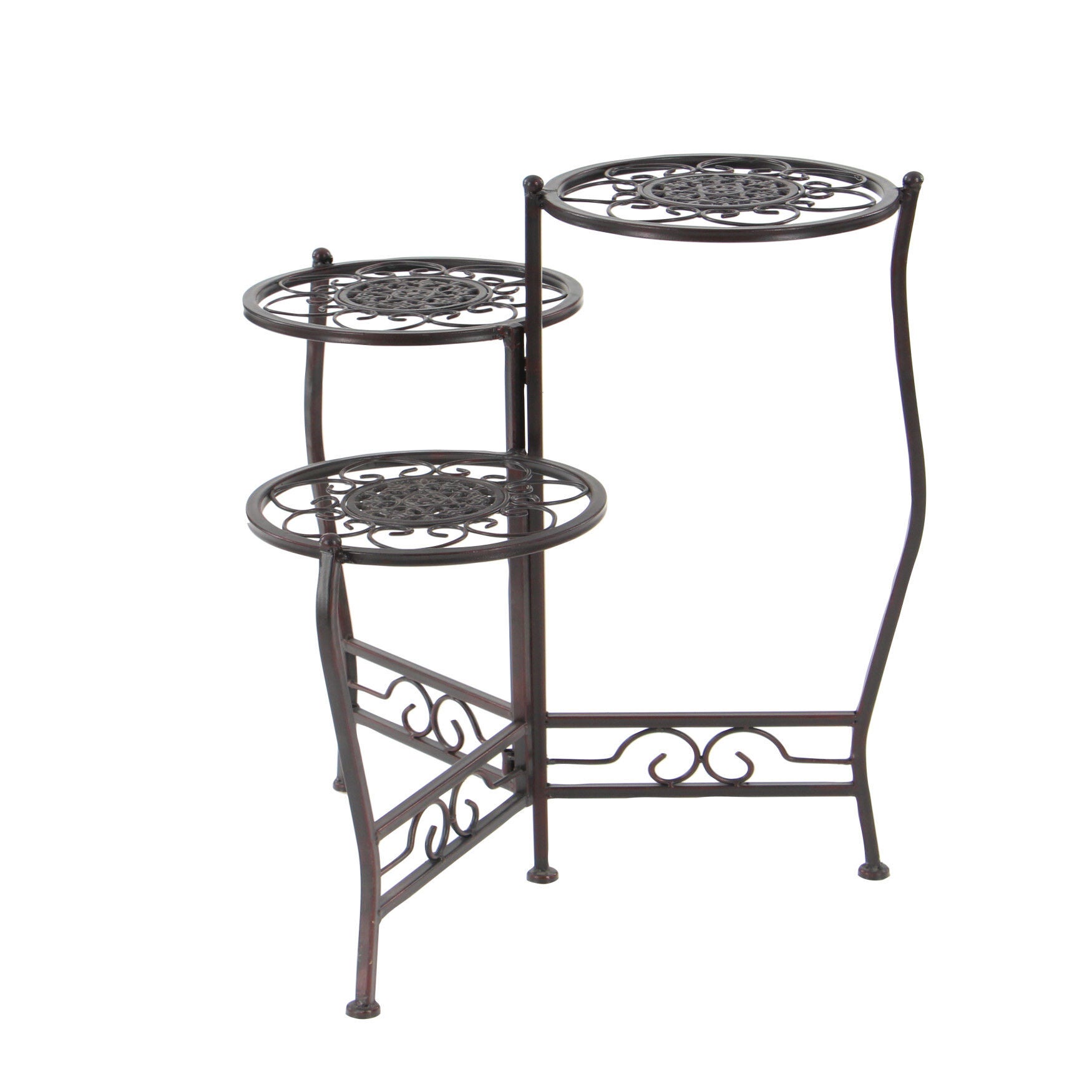 Set Of 3 Brown Metal Traditional Plantstand, , alternate image number 2