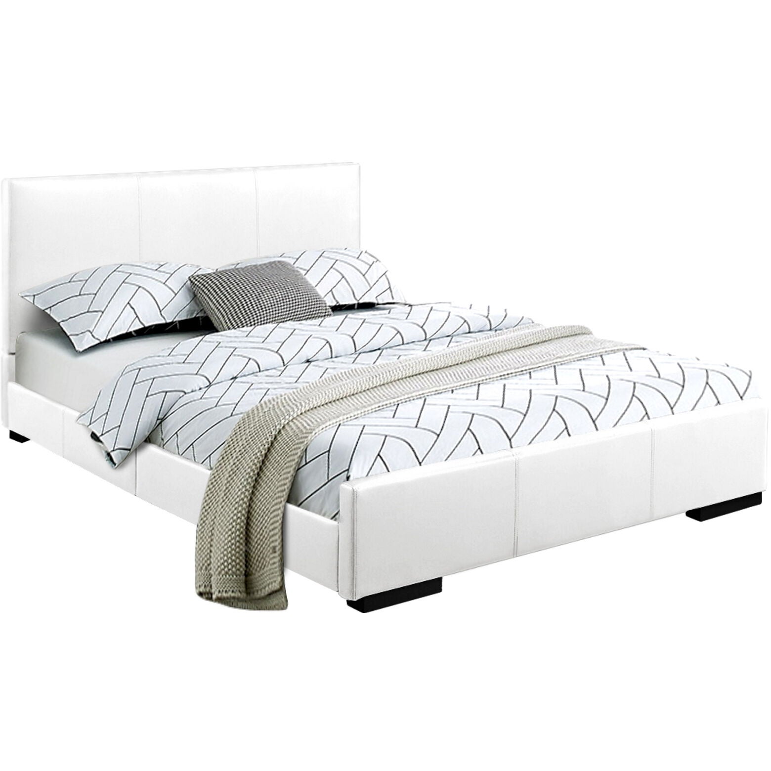 Abbey Platform Bed, Beige, Queen, WHITE, alternate image number 1