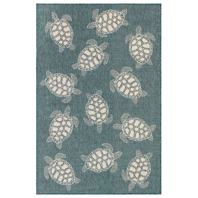 Liora Manne Carmel Seaturtles Indoor/Outdoor Rug, TEAL, hi-res image number null