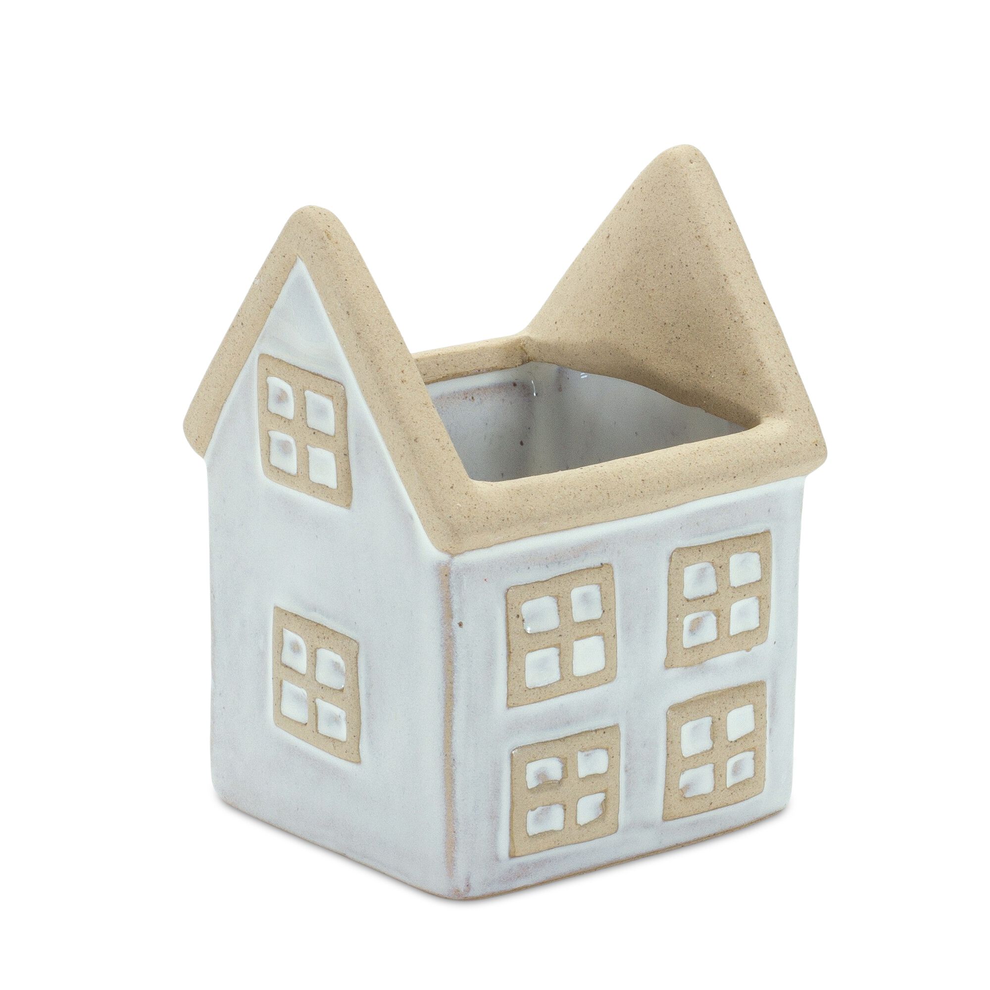 Neutral Porcelain House and Barn Planter (Set of 2), BEIGE/WHITE, alternate image number 1