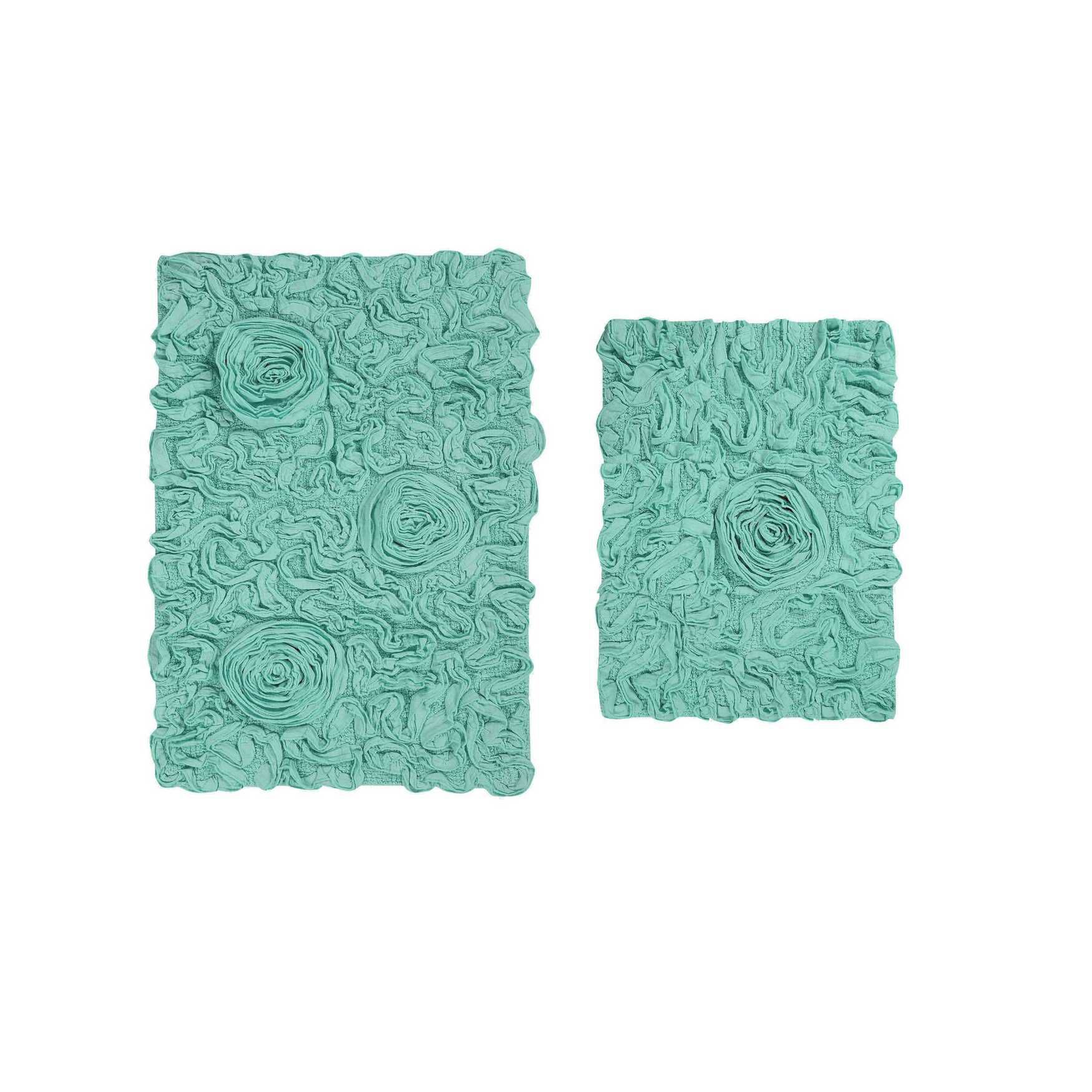 Bell Flower 2-Pc. Bath Rug Collection, TURQUOISE, hi-res image number 0
