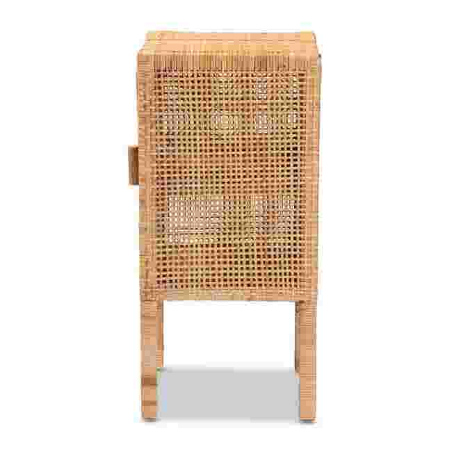 Side view of perforated rattan door