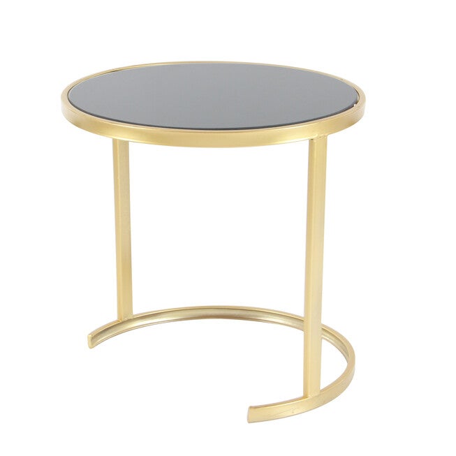 Set of 3 Gold Metal Traditional Accent Table, 21 inches, 19 inches, 17 inches, , alternate image number null