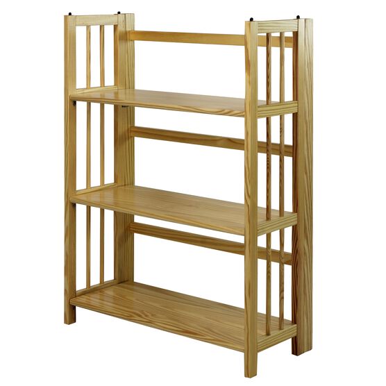 3-Shelf Folding Stackable Bookcase 27.5" Wide-Natural, , on-hover image number null