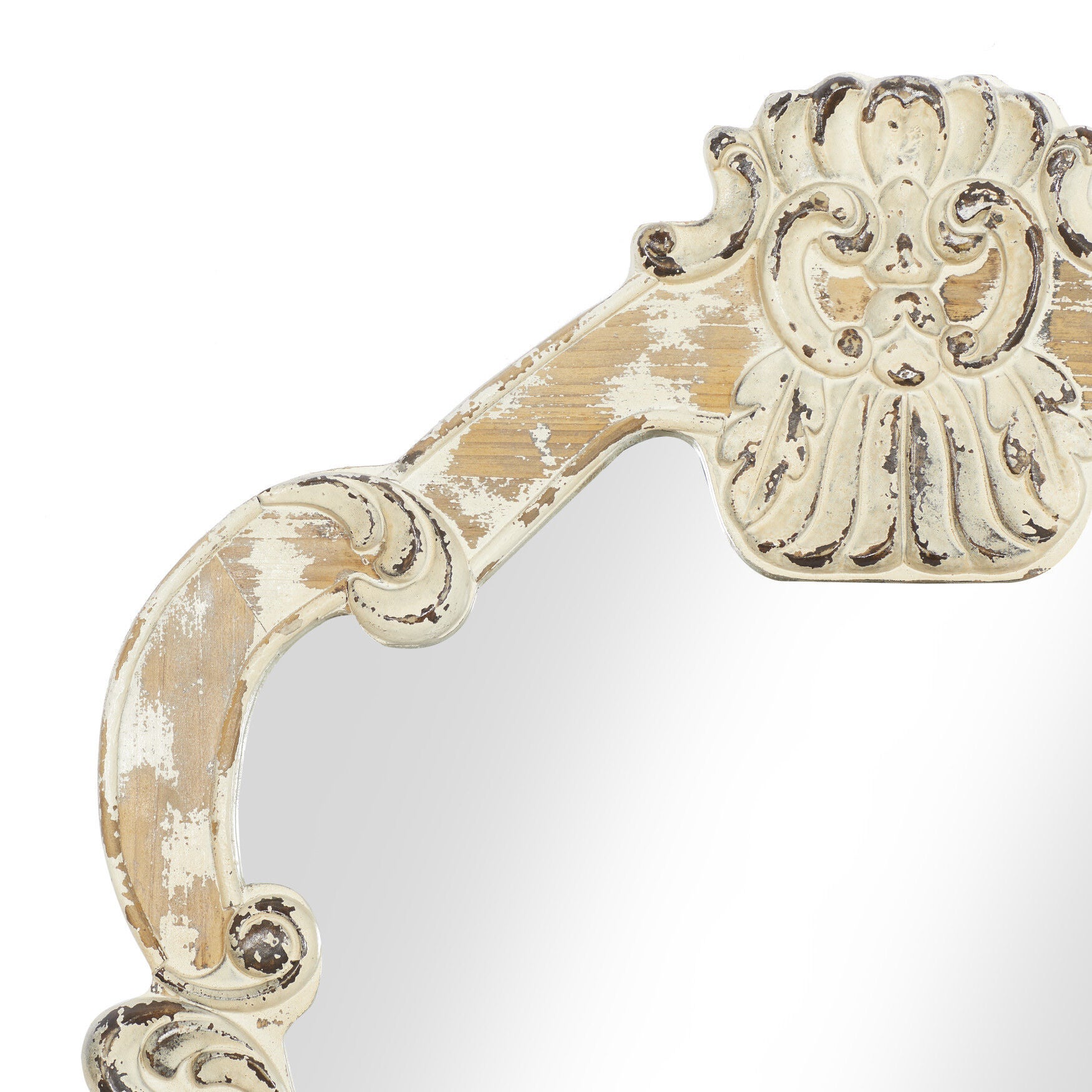 Cream Vintage Wood Wall Mirror, , alternate image number 4
