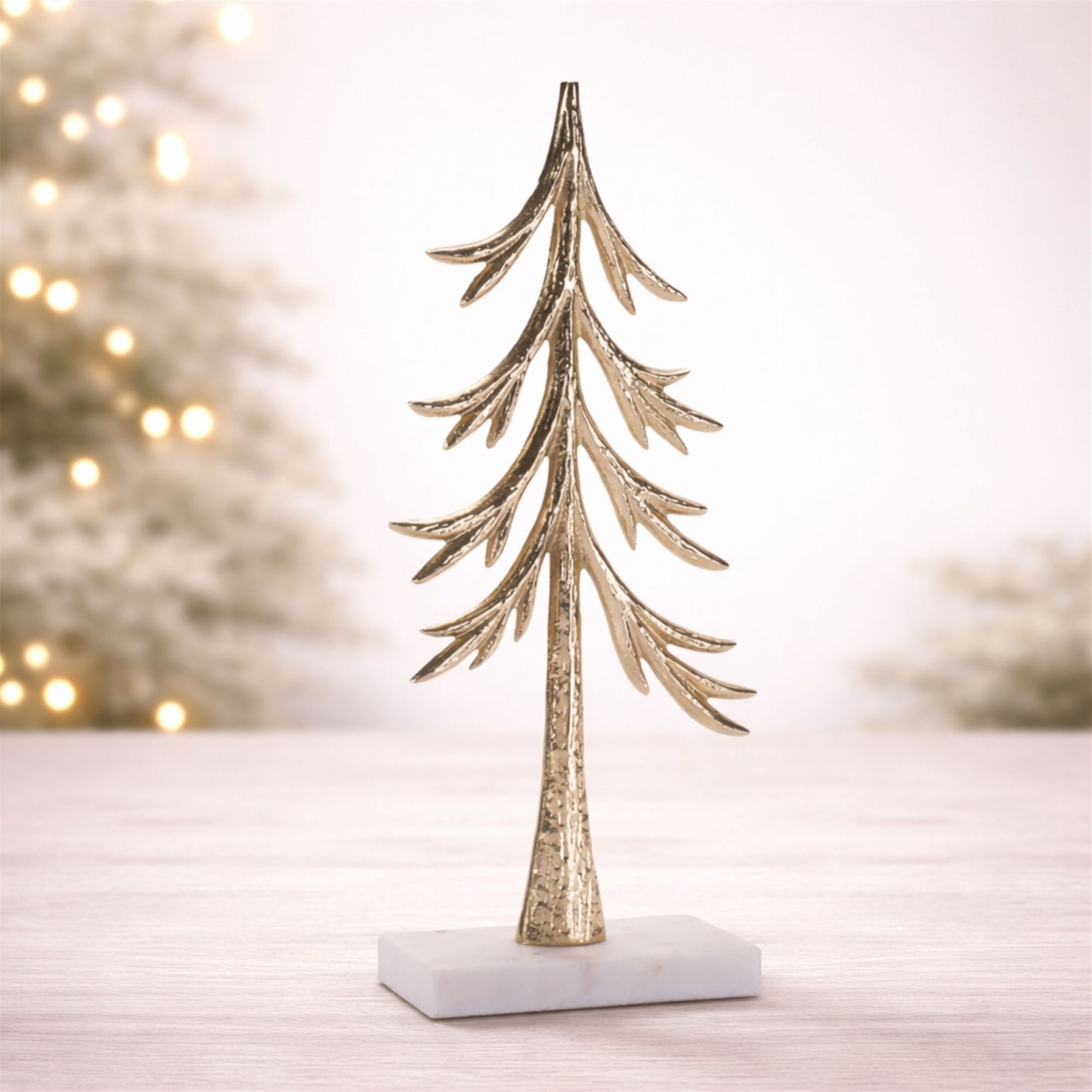 Modern Metal Trees on Marble Base (Set of 2), GOLD, alternate image number 2