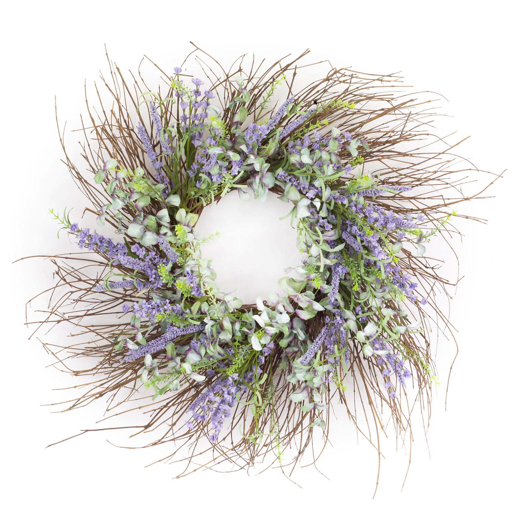 Mixed Floral Wreath 30.5 inchesD, PURPLE, hi-res image number 0