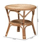 Natural rattan round coffee table with lower shelf and curved legs