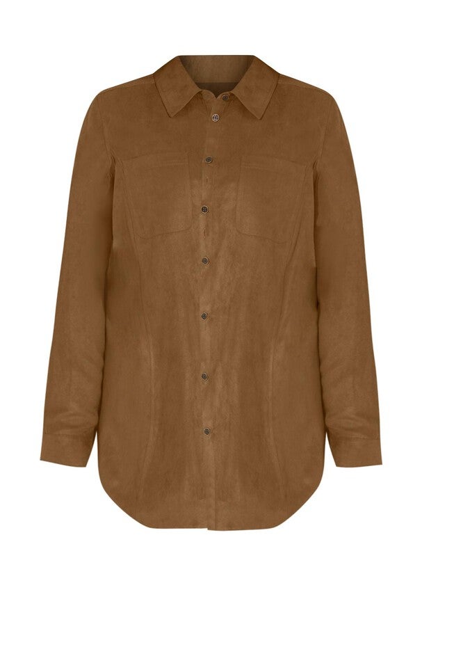 Sueded Buttonfront Shirt, , alternate image number null