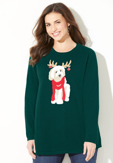 Cozy Critter Sweater, EMERALD GREEN DOG, hi-res image number null