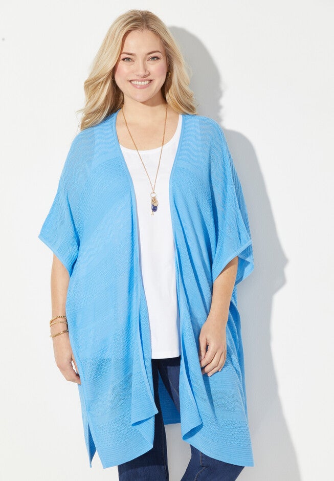 Stripe Mesh Cardigan, BLUE SKY, hi-res image number null