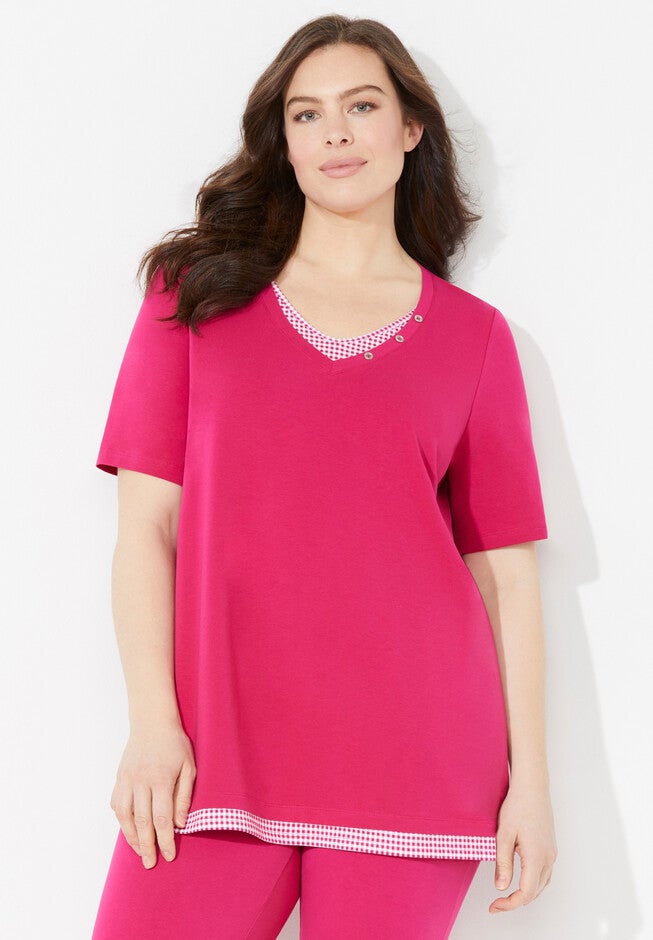 Suprema™ Gingham Duet Top, DEEP TANGO PINK, hi-res image number null