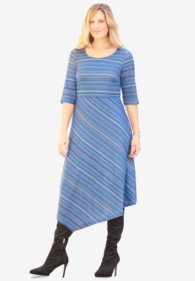 Impossibly Soft Textured Knit dress, NAVY TWEED STRIPE, hi-res image number null