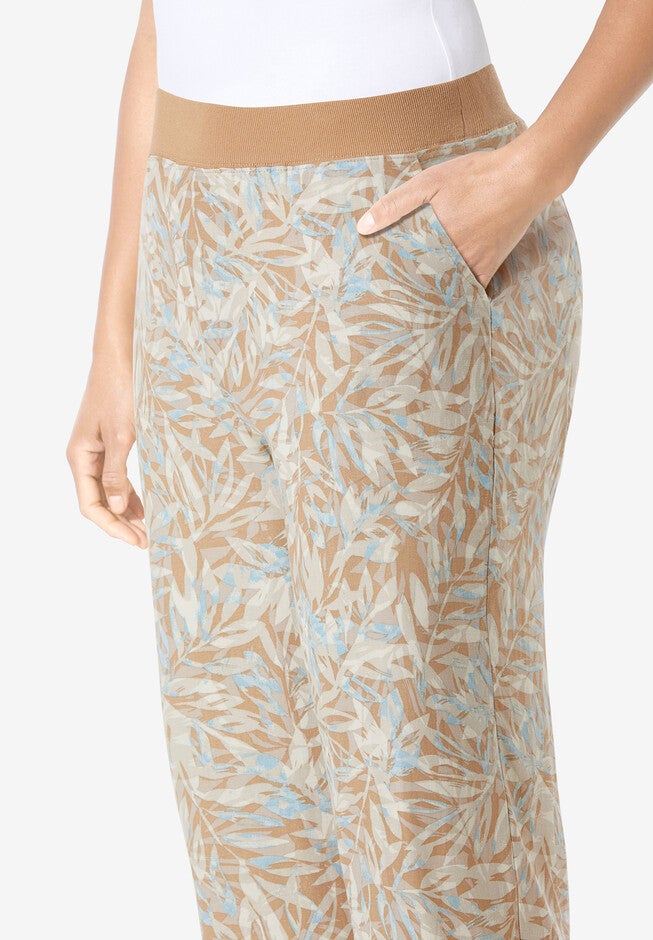 Knit Waist Linen Capri, , alternate image number null
