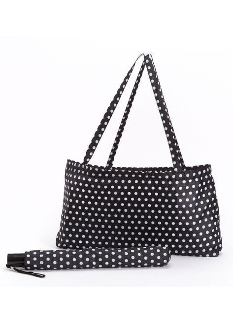 Umbrella & Tote Set, BLACK WHITE DOT, hi-res image number null