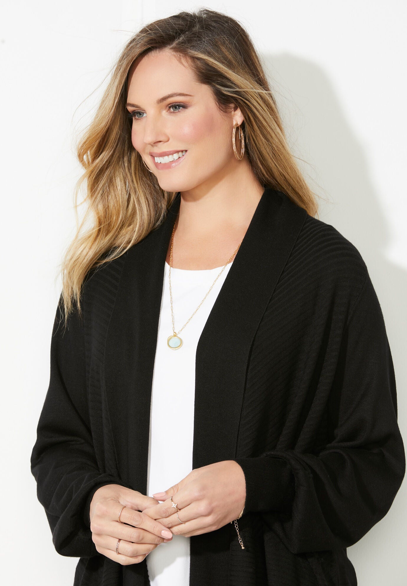 Liz&Me&reg; Draped Cardigan, , alternate image number 2