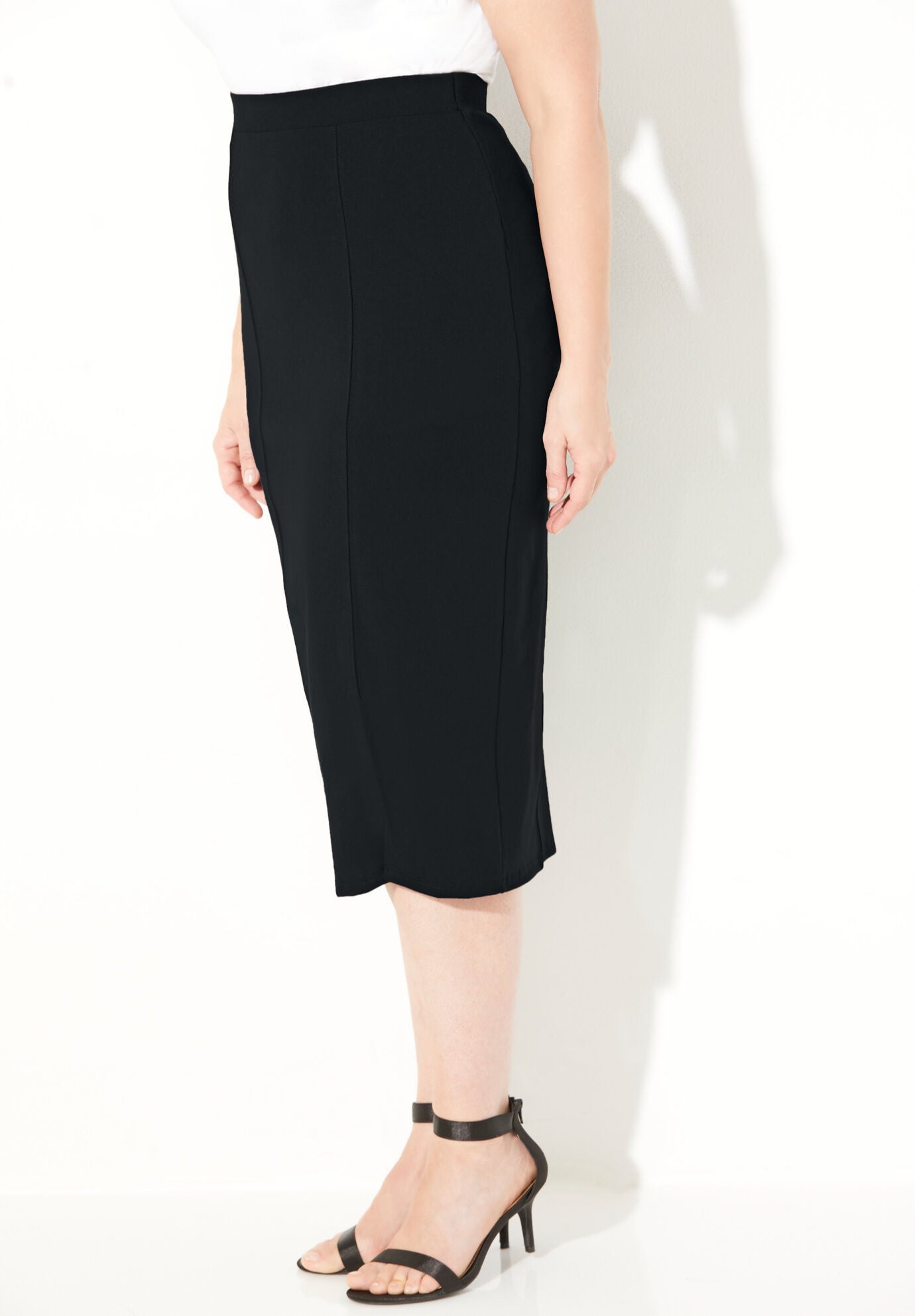 Curvy Collection Lace Detail Ponte Skirt, , alternate image number 2