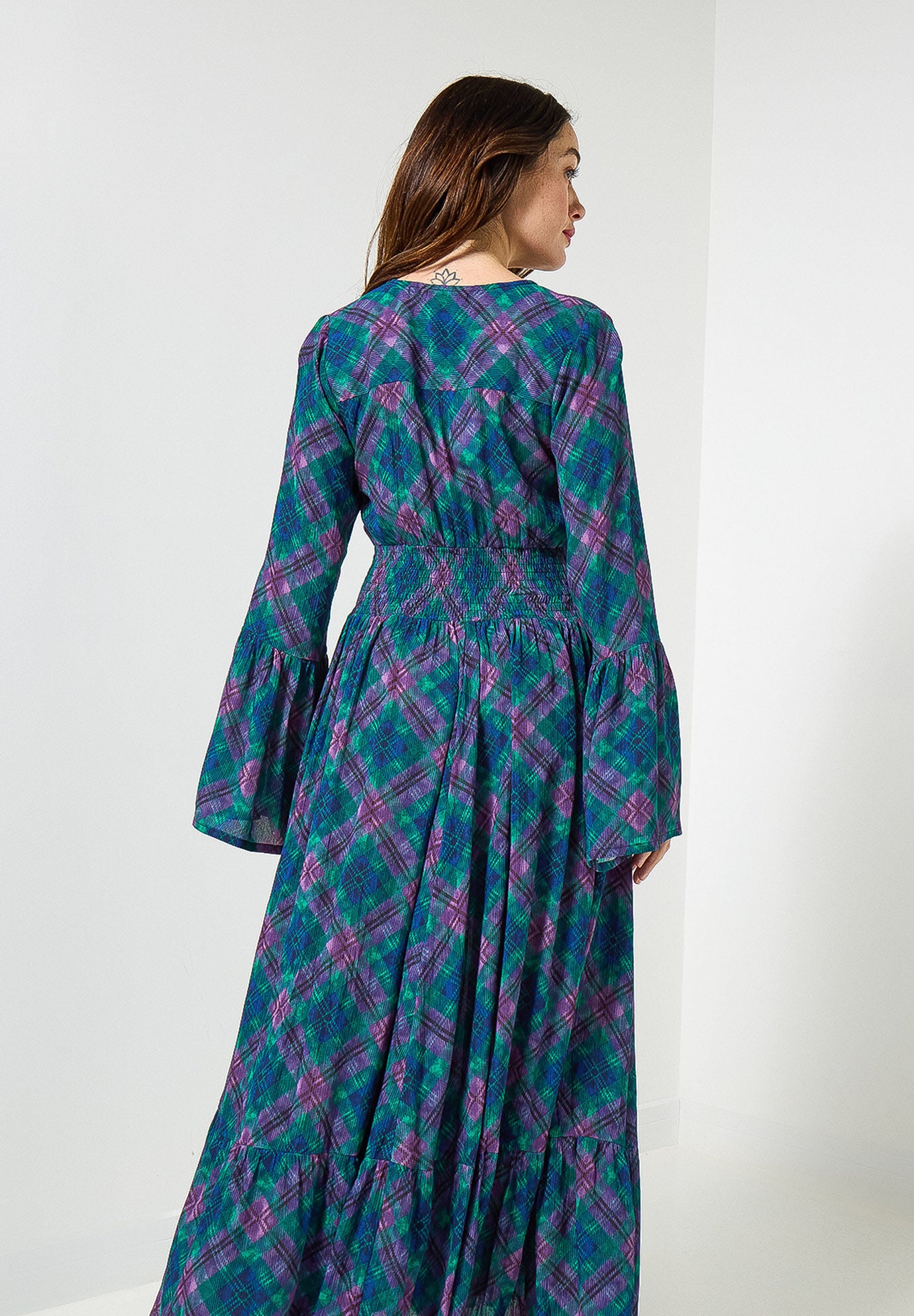 Peasant Maxi Dress, BIAS AUTUMN PLAID, alternate image number 2