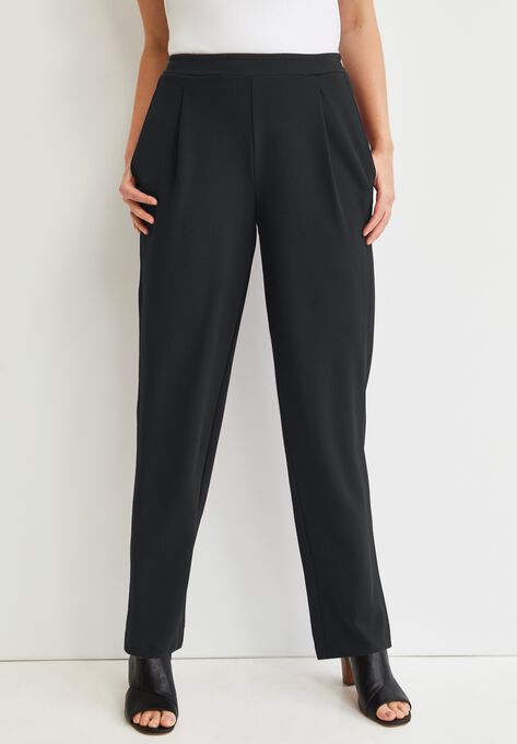 Stretch Knit Crepe Straight Leg Pants, , alternate image number null
