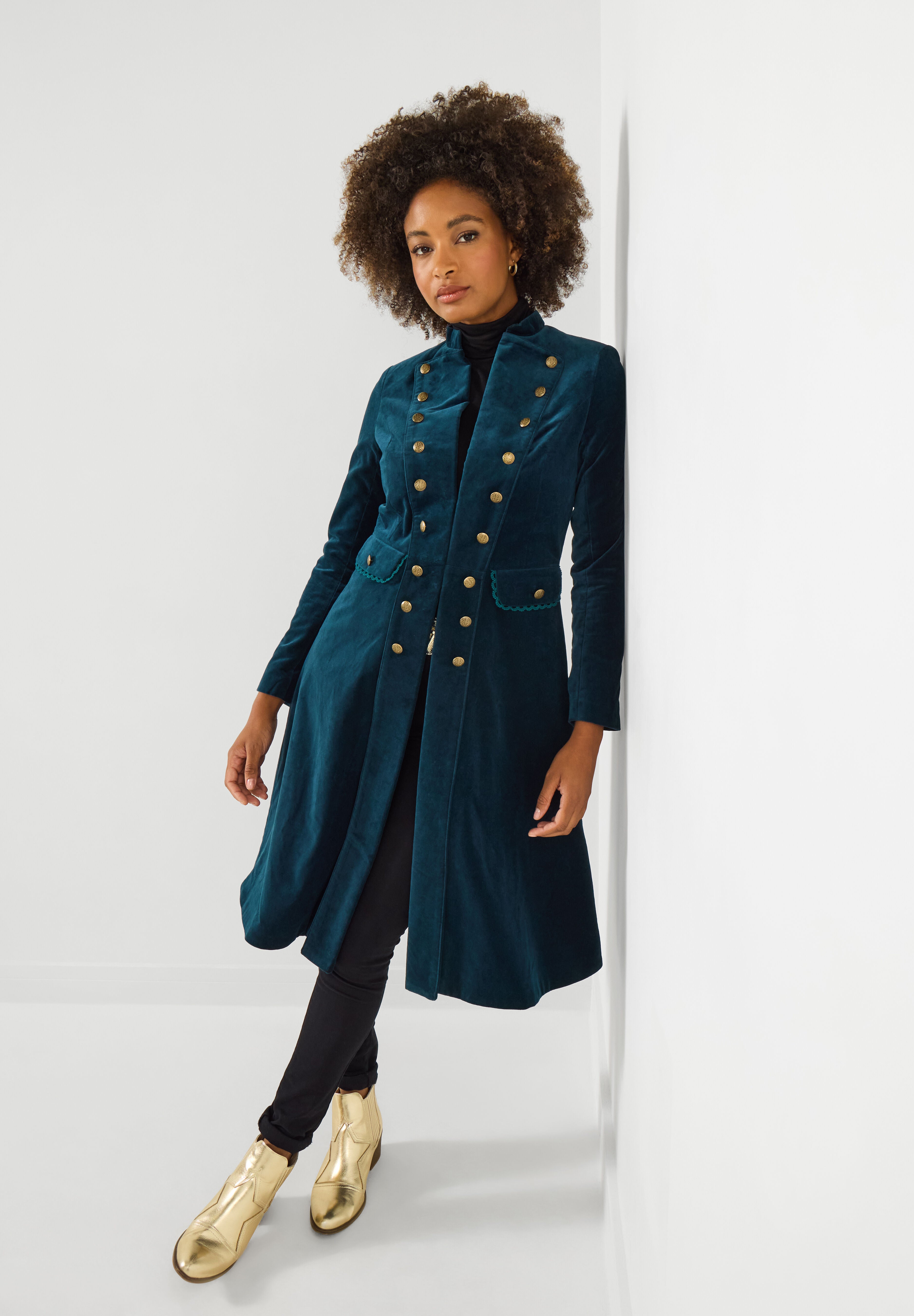 Cotton Moleskin Military Coat, STRATIFIED SEA, alternate image number 5