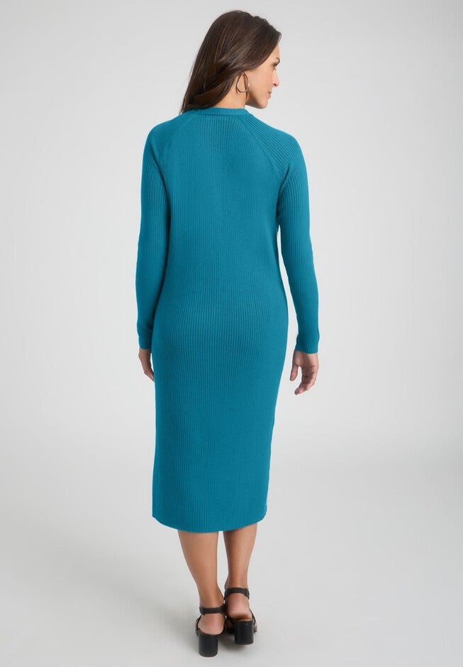 Button Front Midi Dress, DEEP TEAL, on-hover image number null