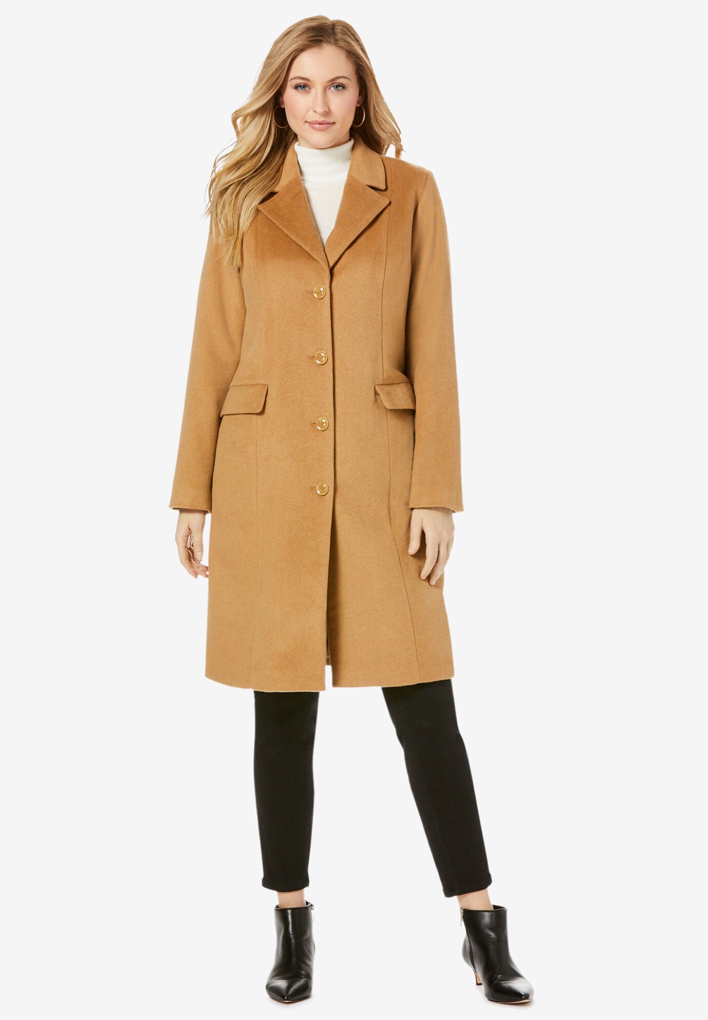 plus size wool camel coat