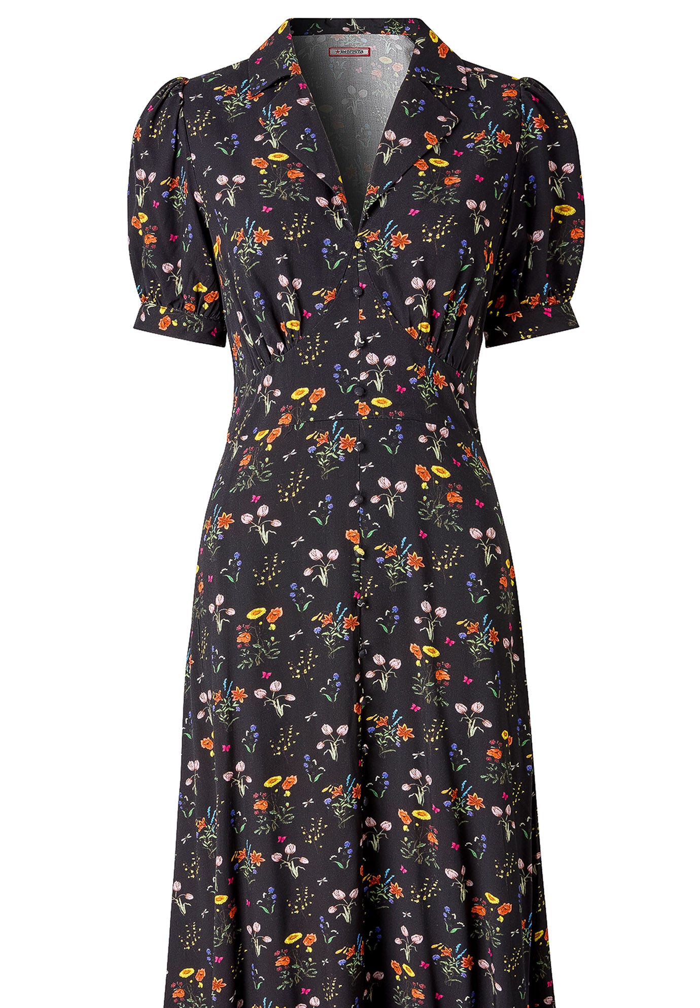 Vintage Midi Dress, BLACK MINI GARDEN, alternate image number 3