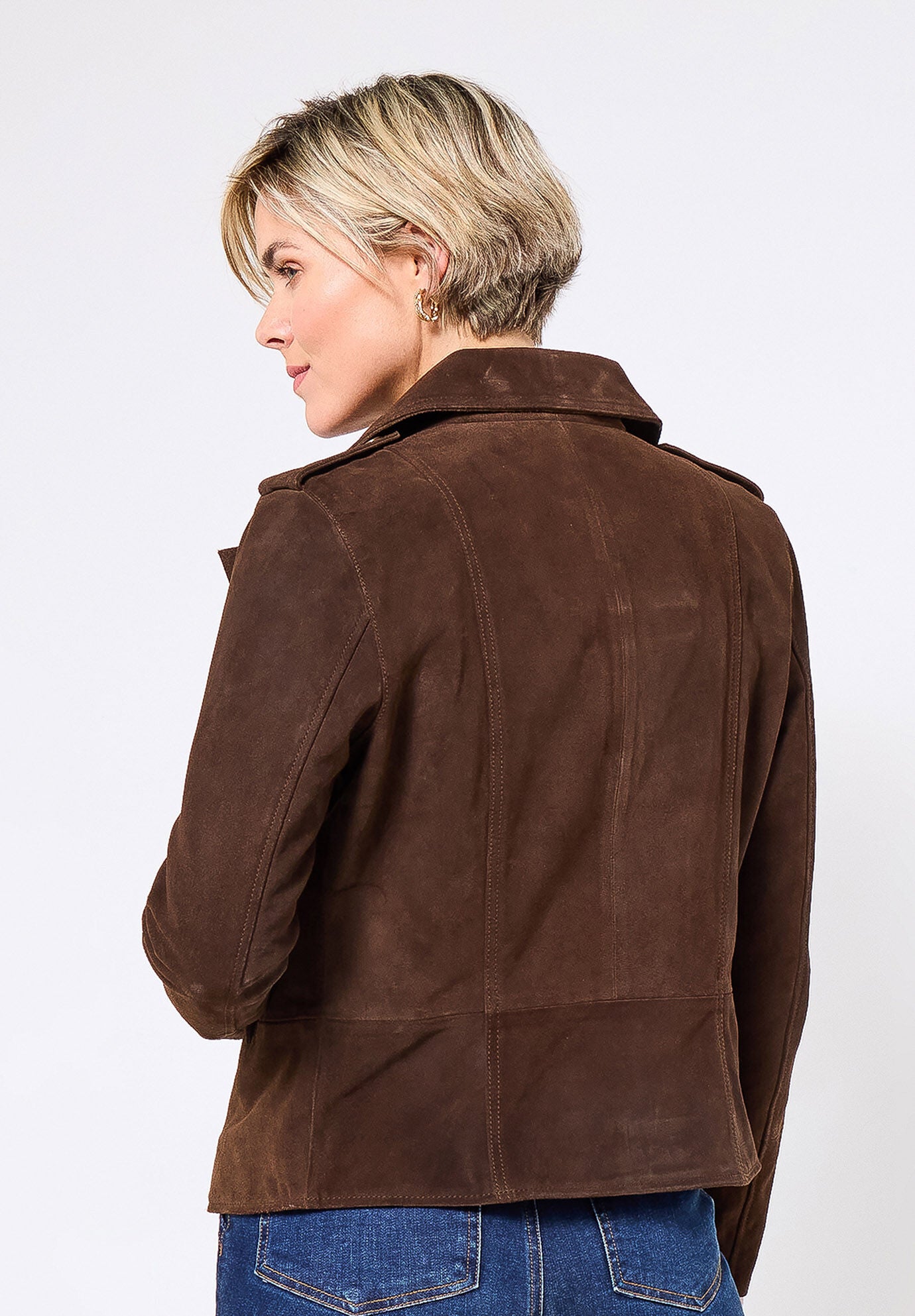 Suede Moto Jacket, CHOCOLATE BROWN, alternate image number 2