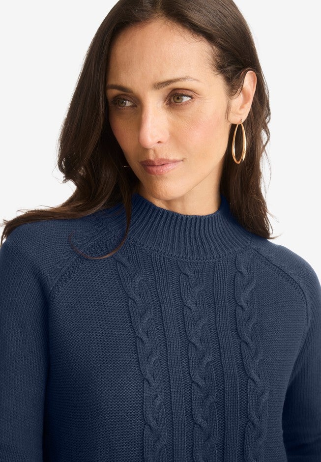 2PC MOCK NECK SWEATER SKIRT SET, , alternate image number null