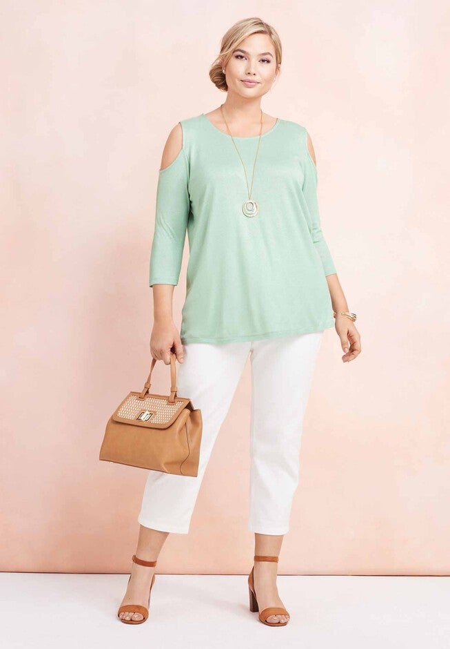 Metallic Cold Shoulder Tunic, , alternate image number null