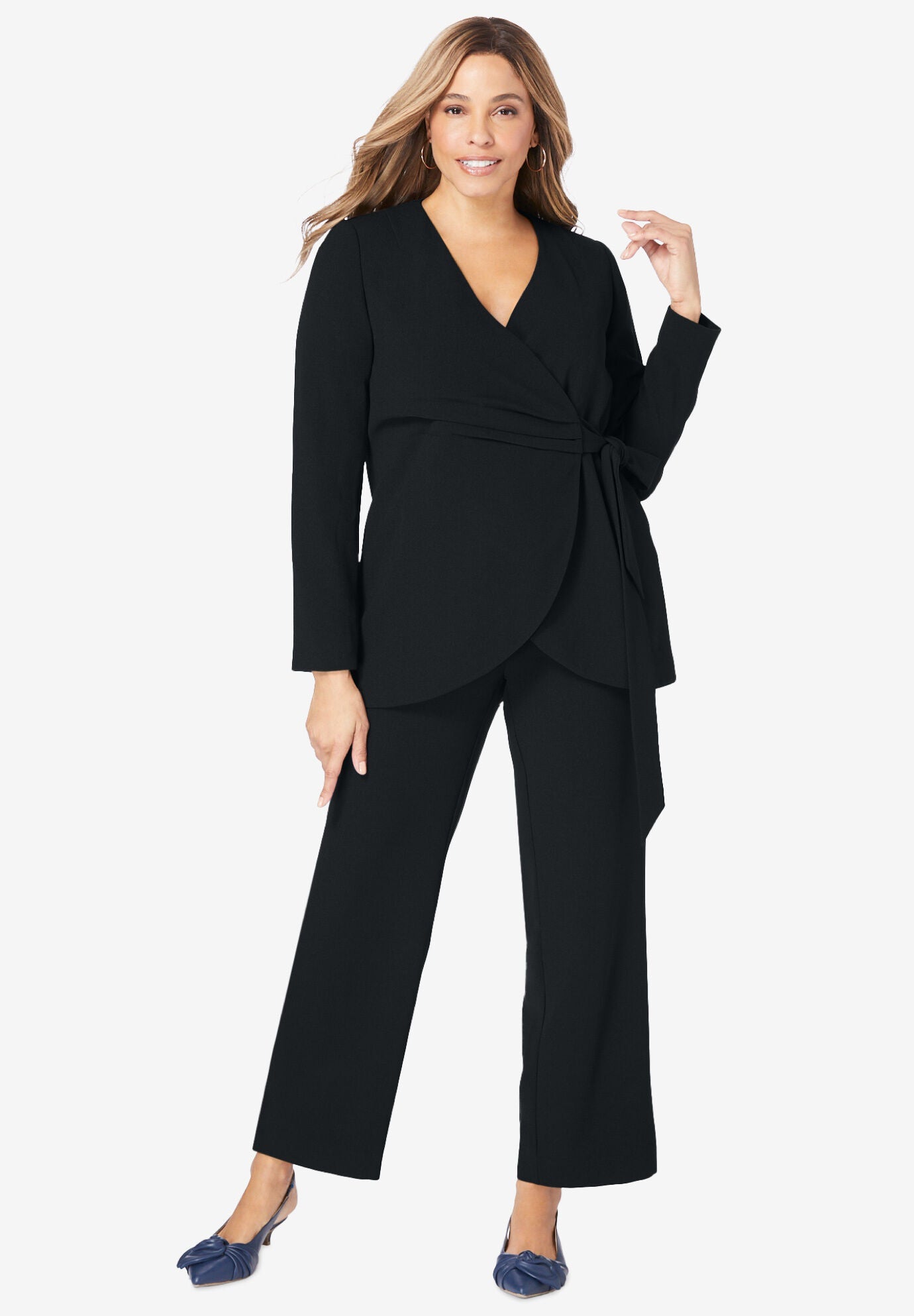 Faux Wrap Pantsuit Jessica London