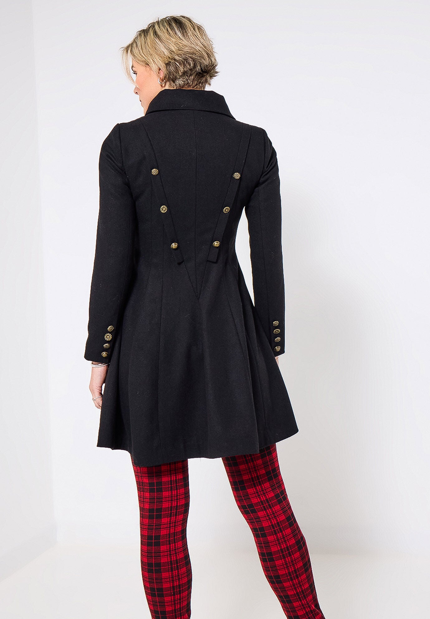 Asymmetrical Wool Blend A-Line Coat, BLACK, alternate image number 3