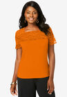 Lace Neckline Top, ULTRA ORANGE, hi-res image number null