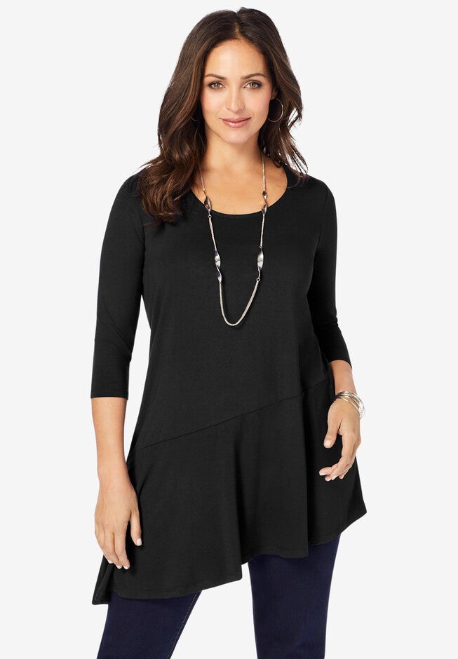 Asymmetrical Hem Tunic, BLACK, hi-res image number 0