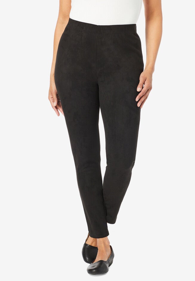 Faux Suede Leggings, BLACK, hi-res image number null