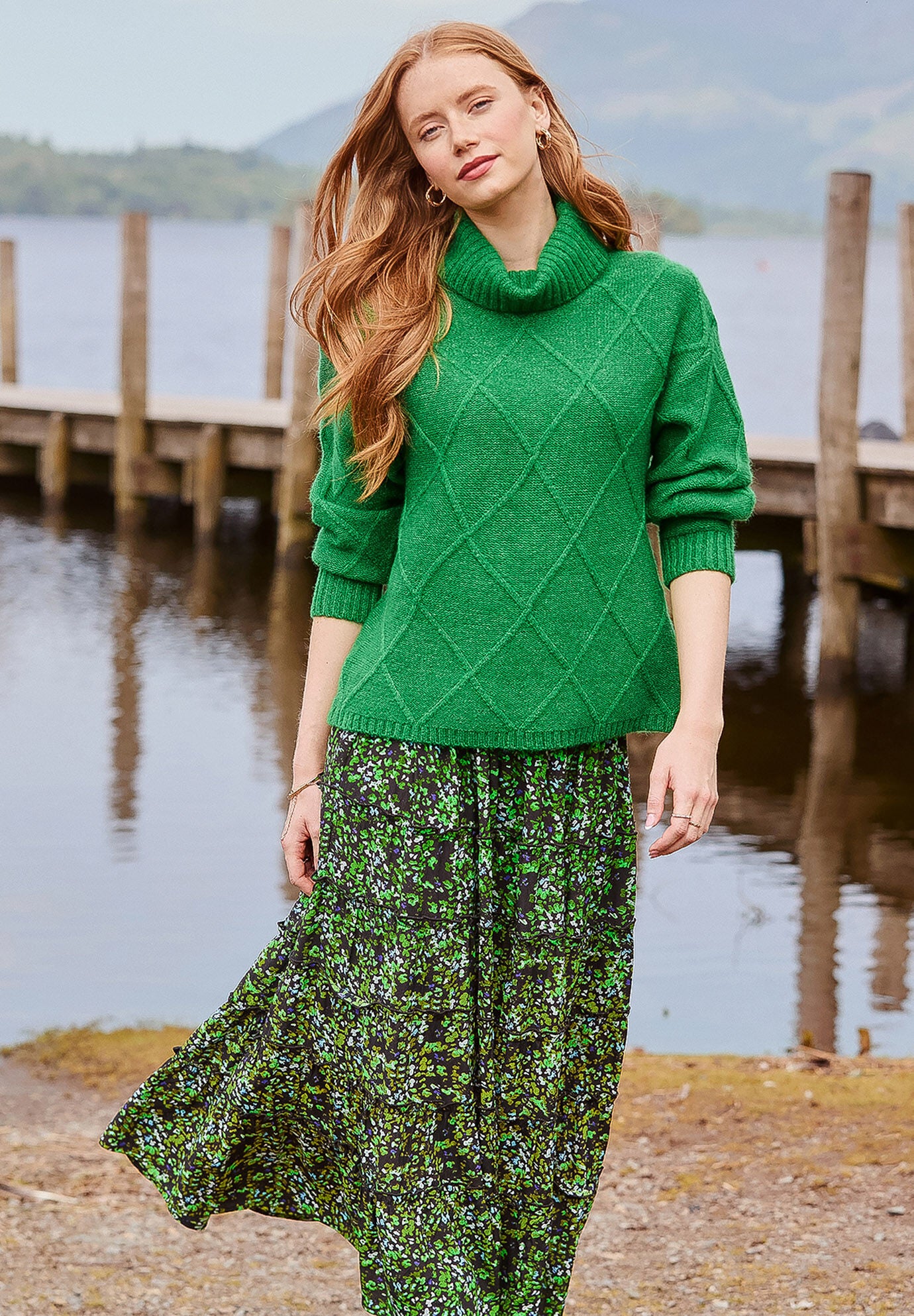 Tiered Maxi Skirt, GREEN DITSY GARDEN, alternate image number 5
