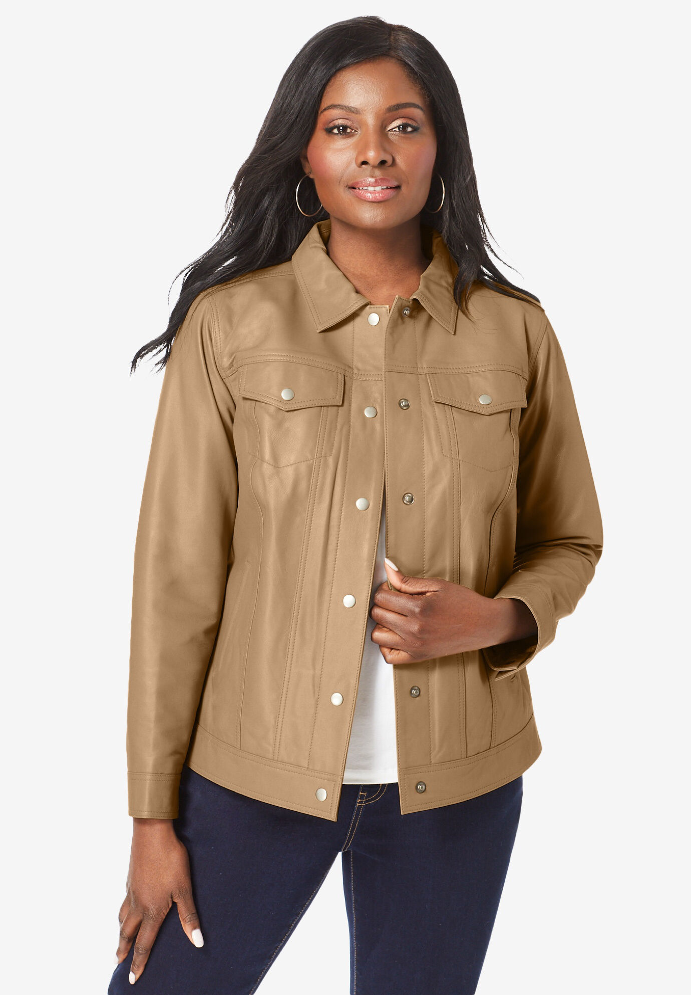 Jessica London Women's Plus Size Classic Cotton Denim Jacket 100% Cotton Jean Jacket 