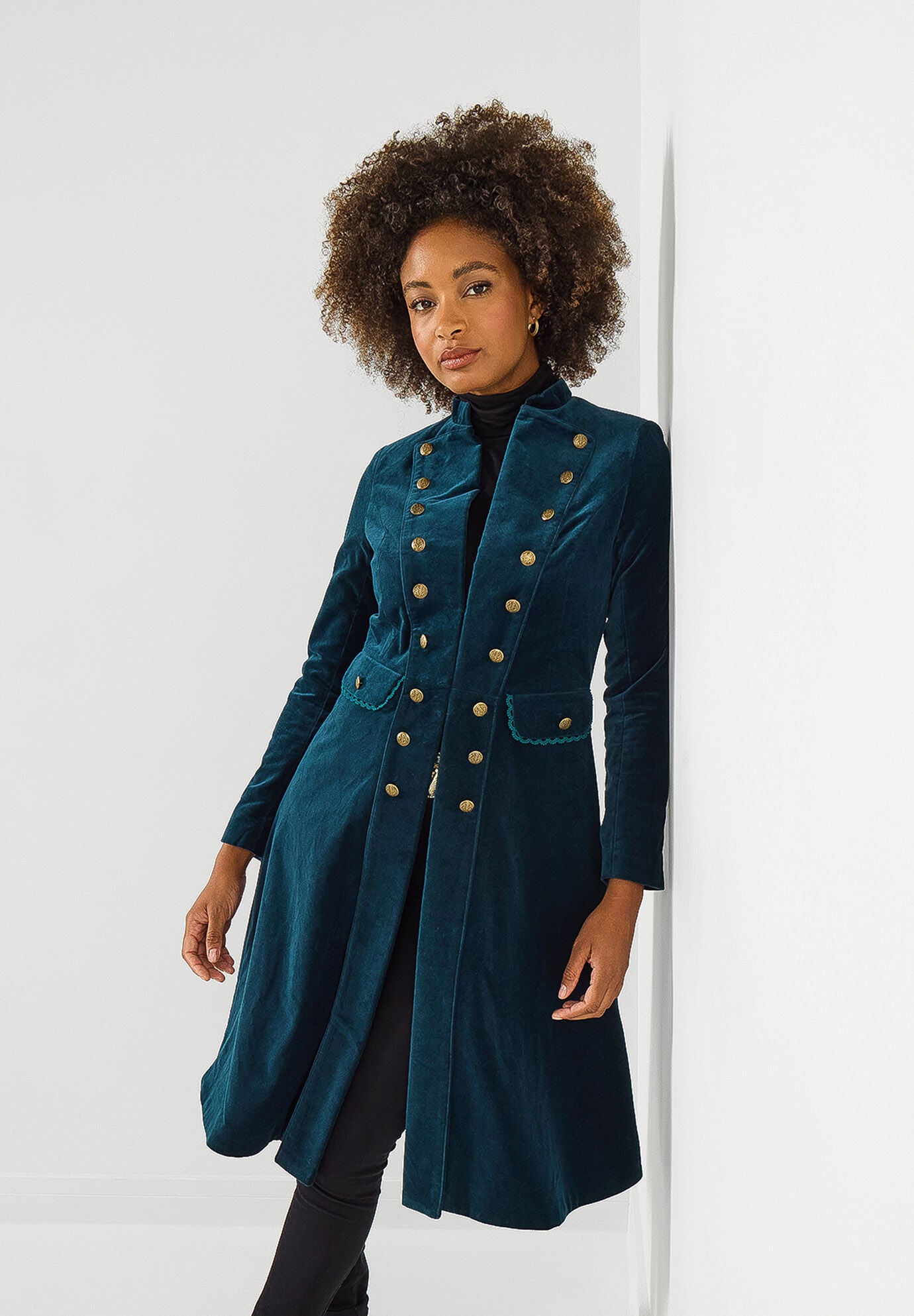 Cotton Moleskin Military Coat, STRATIFIED SEA, alternate image number 5